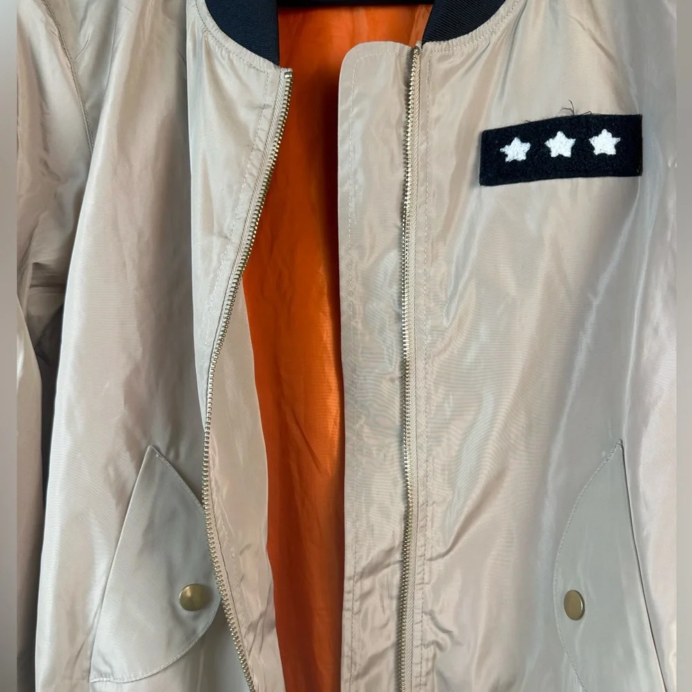 CALI LOVE USA/TAN BLACK BOMBER JACKET FULL ZIP UP - Picture 3 of 14